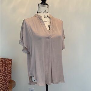 V-Neck Blouse in Soft Beige